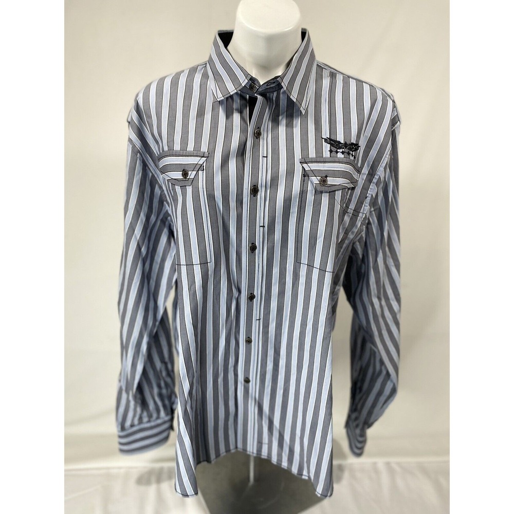 7 Diamonds Casual Long Sleeve Shirt XXXL Multicolor Striped‎ Embroidered Cotton